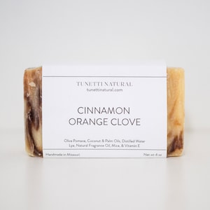 Cinnamon Orange Clove Bar Soap - Natural Soap, Handmade Soap, Homemade Soap, Handcrafted Soap