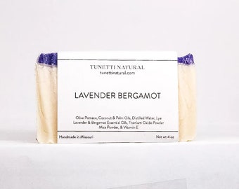 Lavender Bergamot Bar Soap -  All Natural Soap, Handmade Soap, Homemade Soap, Handcrafted Soap