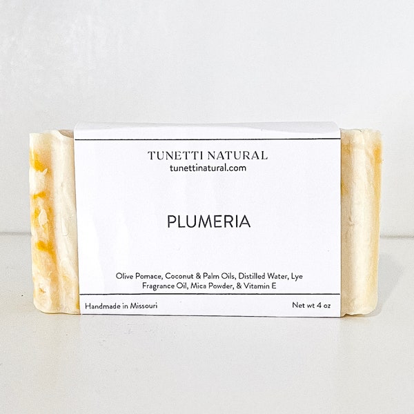 Plumeria Bar Soap -  Natural Soap, Handmade Soap, Homemade Soap, Handcrafted Soap