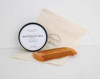 Natural Moustache Wax & Comb Gift Set