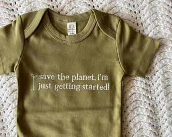save the planet ~ organic cotton baby bodysuit ~ earth tones ~ unisex baby gift ~ eco-friendly baby shower gift ~ hippie baby clothes