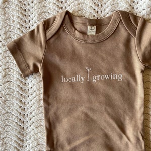 locally growing ~ organic cotton baby bodysuit ~ muted earth tones ~ gender neutral, eco-friendly ~ baby shower gift ~ hippie baby clothes