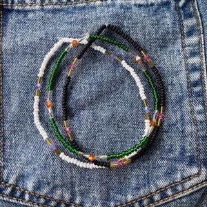 Seed Bead Crystal Anklet, Boho Beaded Anklet, Layering Anklet, Petite Beaded Anklet, 90’s inspired Jewelry, Stretchy Beaded Anklet, Summer