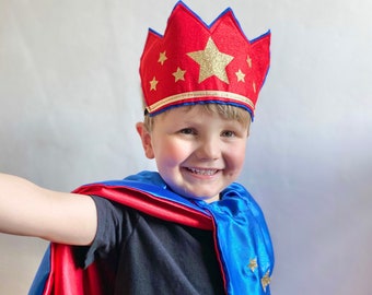 Kids Satin Prince Costume: Christmas Nativity Wise Man Cloak & Crown