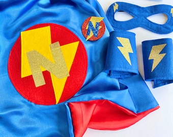 Personalised Superhero Cape, Kids Satin Superhero Party Cape, Fully Lined Satin Superhero Cape, Kids Super Hero Mask, Superhero Accessories.