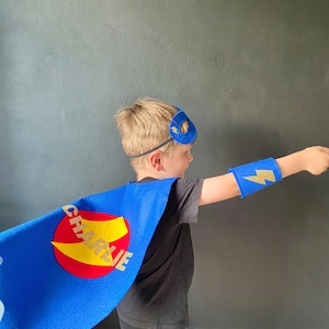 Personalized Kids Felt Superhero Cape: Gold Glitter Name Costume