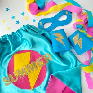 Kids Birthday Superhero Party Cape, Full Name Superhero Costume
