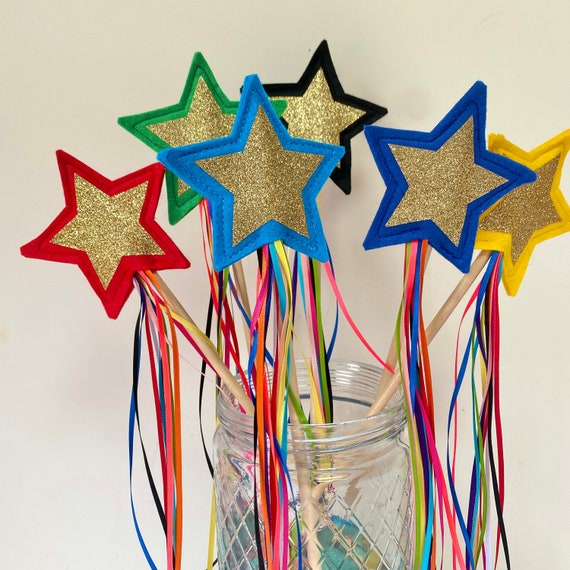 Gold Star Magic Wand Plain Star Felt Ribbon Wand Glitter Star Princess Fairy Wand Choose Star Colour. Etsy
