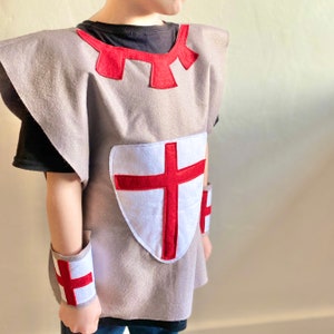 Disfraz de día de San Jorge, Disfraz de caballero cruzado, Caballero medieval Tabard, Disfraz de San Jorge para niños y adultos, Tallas Niño-Adulto S-XL