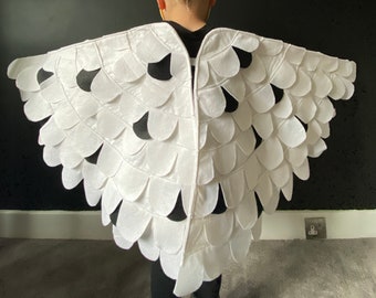 Snowy Owl Costume Kids, Adult White Owl Wings, Baby Owl Bird Wing Costume, Owlet Costume, Speckled Bird Wings, Available in Sizes S-XL