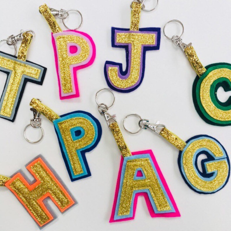 Letter Keyring Alphabet Keychain Initial Keyring Letter Etsy