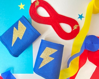 Felt Superhero Mask: Kids & Adult Costume with Glitter Star/Flash
