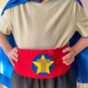 Personalised Superhero Belt Kids, Adult Felt Superhero Waistband. Choose colour and size.