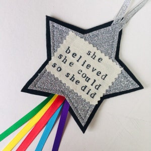 Motivational Star Hanging, Shine Bright, Reach for the Stars, Dream Big, Sparkle Star, I am Enough, Self Awareness Star ANY WORDING / COLOUR image 6