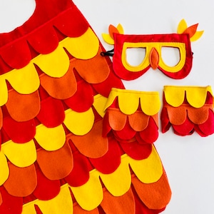 Felt Phoenix Costume: Cape, Mask & Cuffs - World Book Day