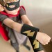 Superhero Costume Accessory, Flash Power Bands, Gold Star Cuffs, Superhero Accessory, Wrist Bands. Felt Cuffs w/ Gold Star/Flash. Any Colour 
