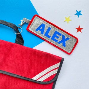 Porte-clés personnalisé avec étiquette de sac à paillettes - Nom au choix