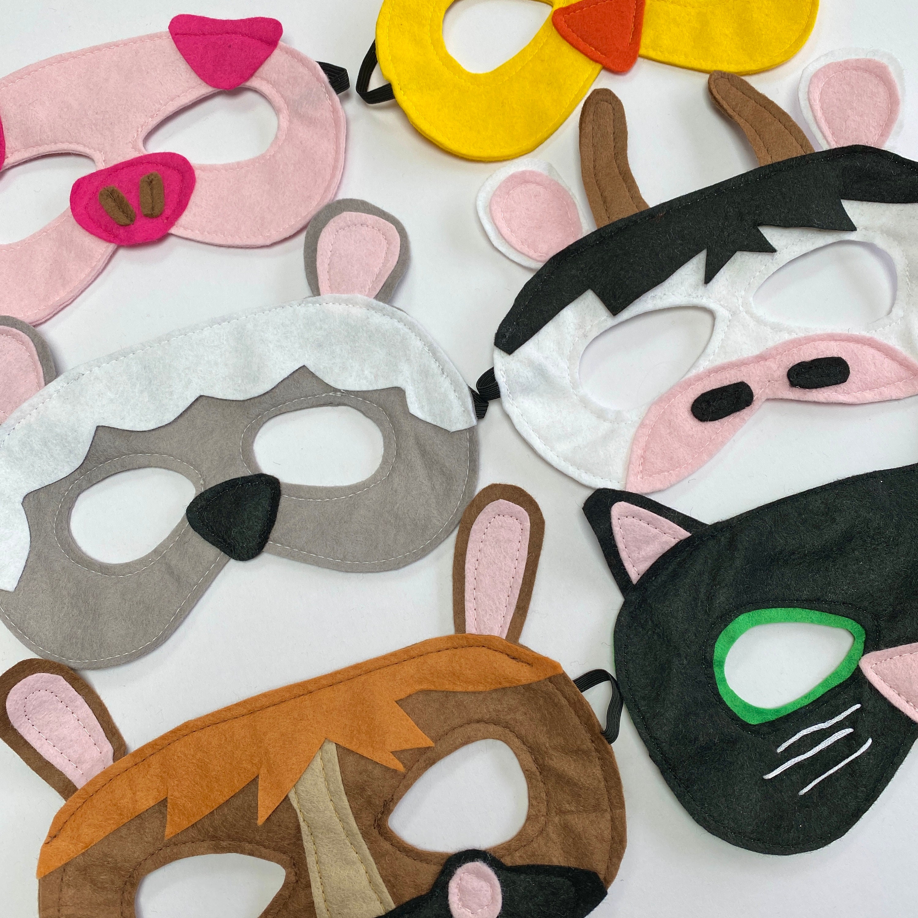 8 Máscaras De Fieltro De Animales De Granja Para Niños – Diseños Variados De Media Cara, Perfectas Para Halloween, Fiestas Y Juegos De Rol