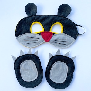 Hand Sewn Felt Black Panther Costume: Mask, Paws & Tail