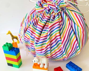 Bolsa de almacenamiento de juguetes con cordón para alfombra de juegos: organizador de tela de 1 m de diámetro