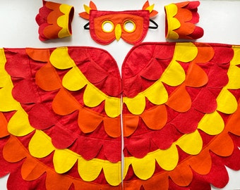 Felt Phoenix Costume: Wings & Mask, Child-Adult Sizes