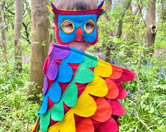 Kids Rainbow Bird Costume, Adult Unicorn Wings, Rainbow Costume, Kids Carnival Bird Wings, Festival Parrot Costume, Sizes S-XL