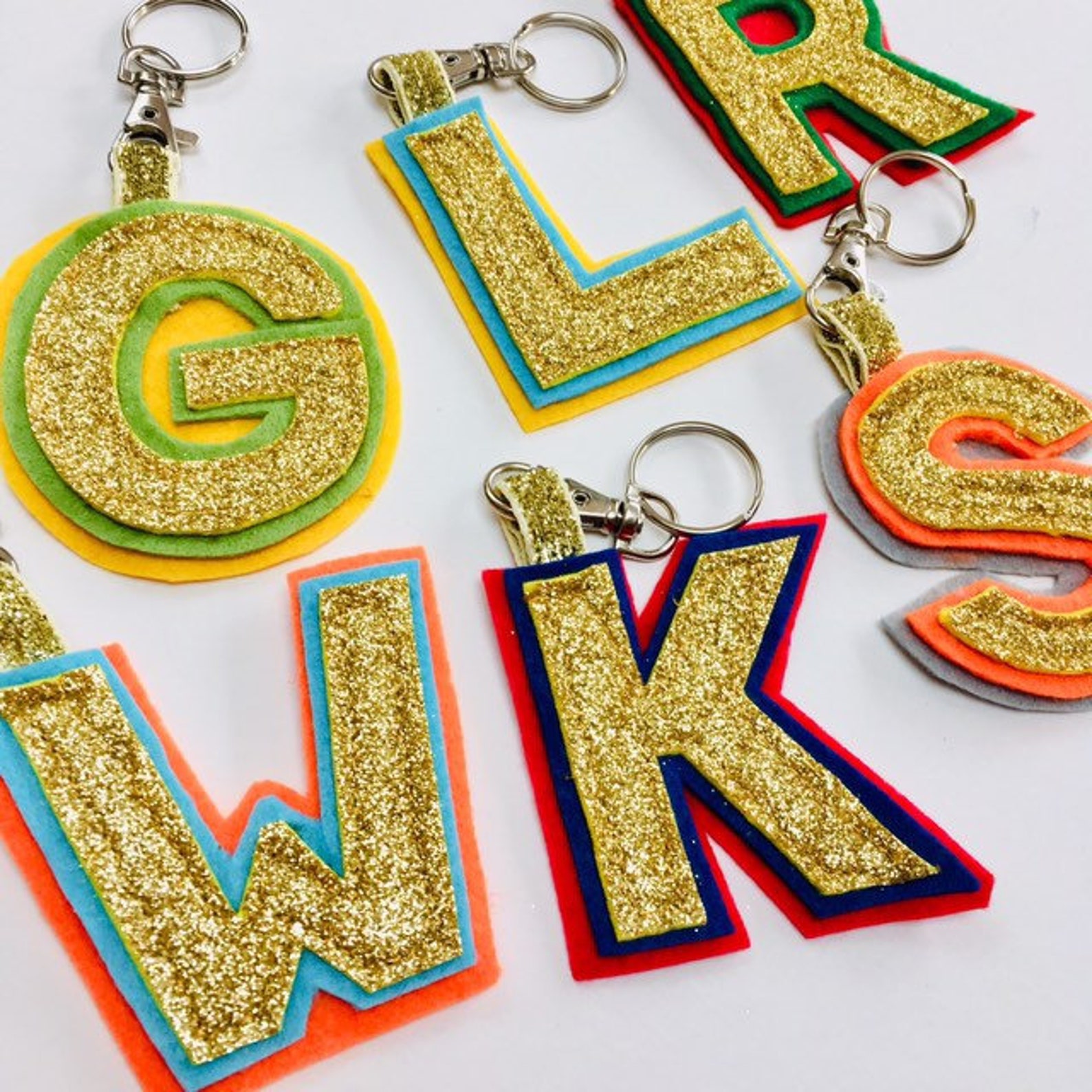 Letter Keyring Alphabet Keychain Initial Keyring Letter Etsy