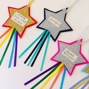 Motivational Star Hanging, Shine Bright, Reach for the Stars, Dream Big, Sparkle Star, I am Enough, Self Awareness Star ANY WORDING / COLOUR image 2