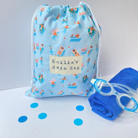 Personalised Swim Bag, Waterproof Lined Swim Bag, Machine Washable Swim Bag