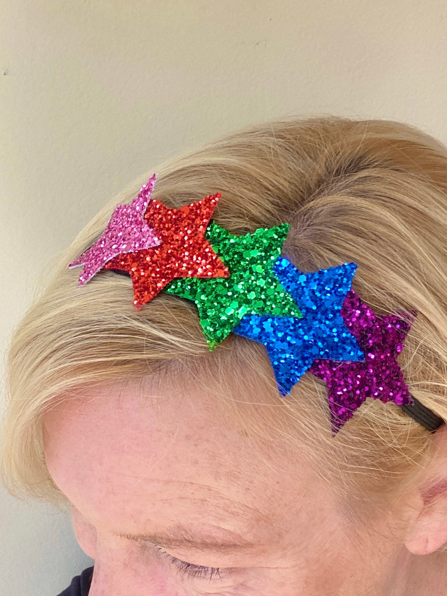 Glitter Star Headband: Rainbow Felt Hair Band for Kids