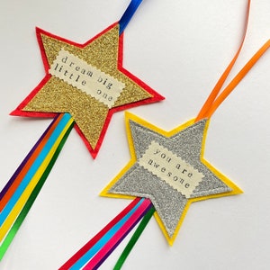 Motivational Star Hanging, Shine Bright, Reach for the Stars, Dream Big, Sparkle Star, I am Enough, Self Awareness Star ANY WORDING / COLOUR image 3