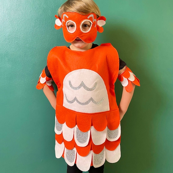 Clown Fish Costume, Kids Halloween Fish Costume, Adult Stripy Fish Outfit.  Sizes S-XL 
