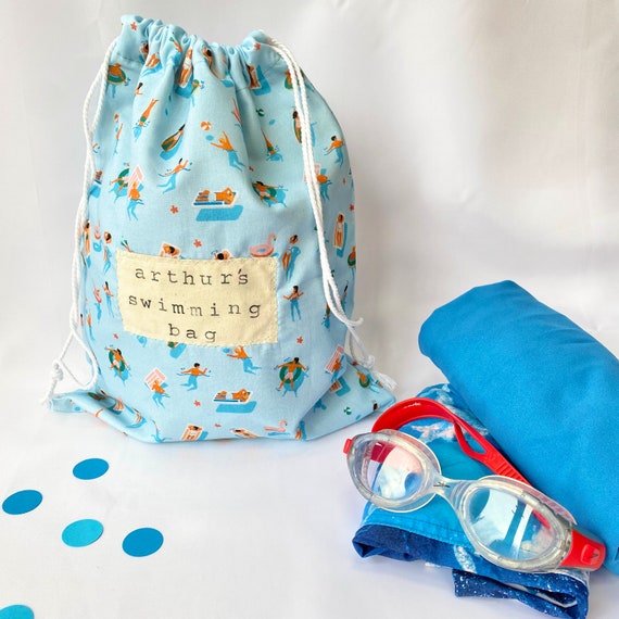 Personalised Swim Bag, Water Resistant Lined Swim Bag, Machine Washable Swim Bag.