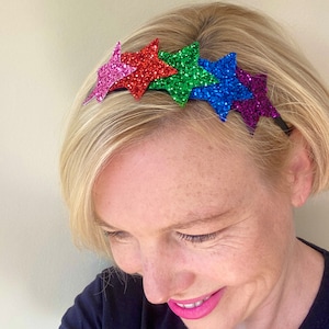 Glitter Star Headband: Rainbow Felt Hair Band for Kids & Adults