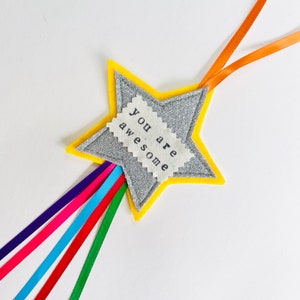 Motivational Star Hanging, Shine Bright, Reach for the Stars, Dream Big, Sparkle Star, I am Enough, Self Awareness Star ANY WORDING / COLOUR image 1