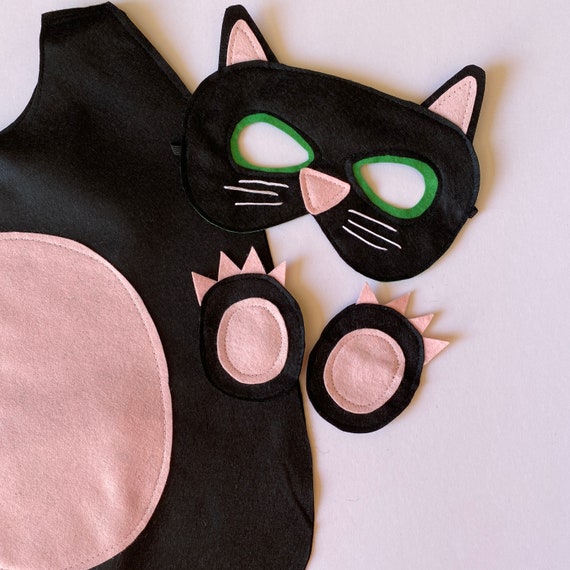 Costume de chat noir pour enfants, tenue de chat noir adulte