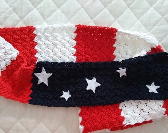 Crochet Pattern - American Flag Scarf / Infinity Scarf