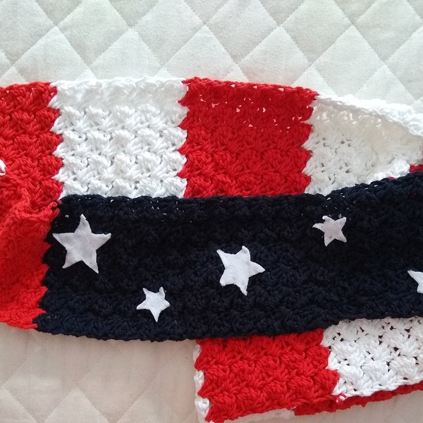 Crochet Pattern - American Flag Scarf / Infinity Scarf