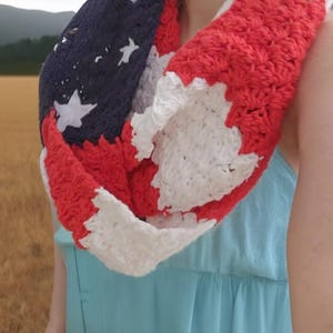 Häkelanleitung - Amerikanische Flagge Schal / Infinity Schal