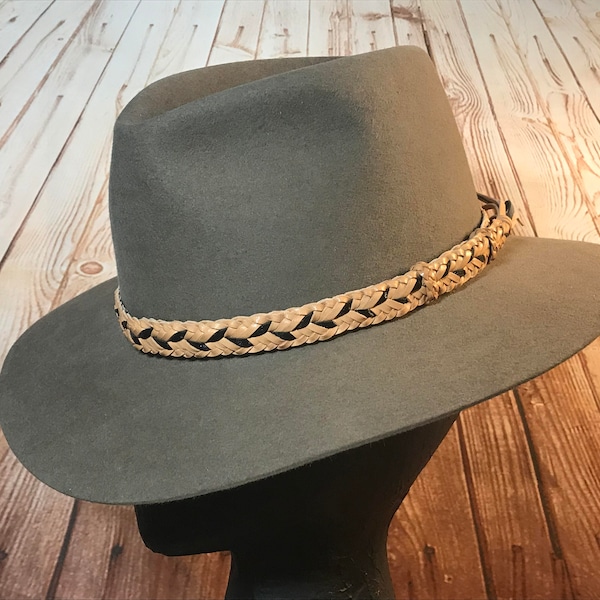 9 strand two-tone kangaroo leather hat band