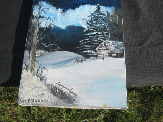 Snowy Cabin In The Woods Etsy