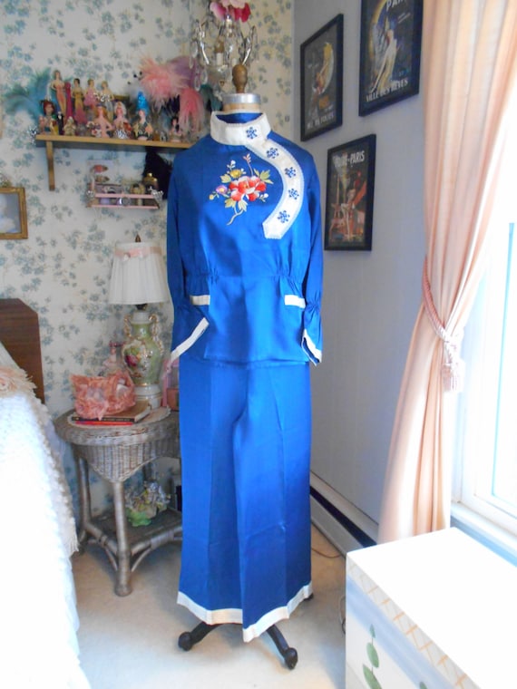 Awesome 1930's-40's Royal Blue Pajamas/Beach Pajam
