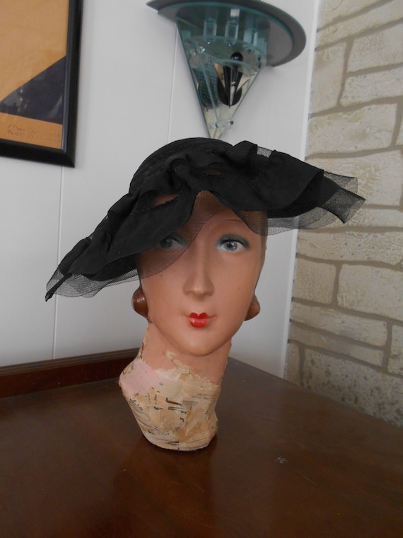 1930’s Black Horsehair Hat