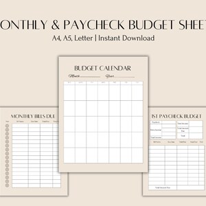 Monthly and Paycheck Budget Planner | Instant Download