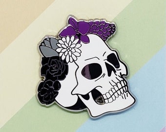 Spooky Asexual Pride Skull Enamel Pin