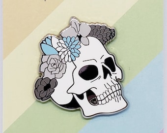 Spooky Demiboy Pride Skull Enamel Pin