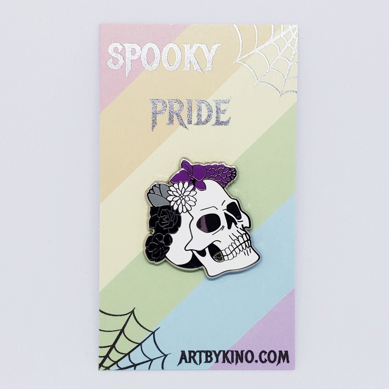 Spooky Asexual Pride Skull Emaille Pin