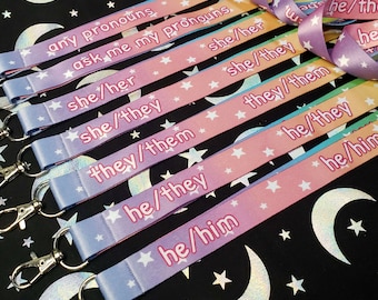 Leuke regenboog voornaamwoord Lanyards