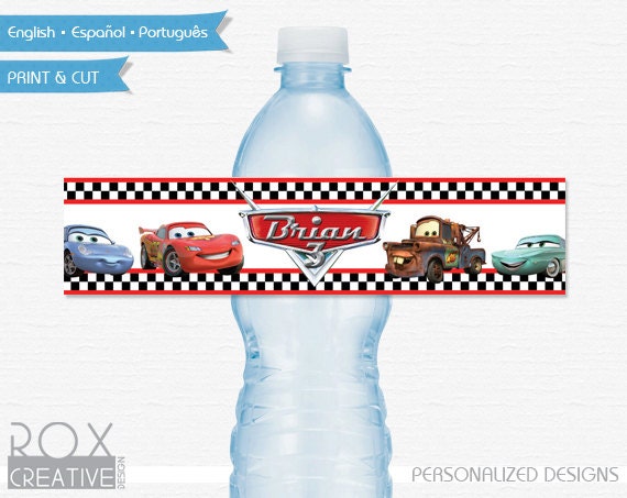 Cars Birthday Water Labels, Disney Cars Printable Labels, Digital - Customized Il_570xn