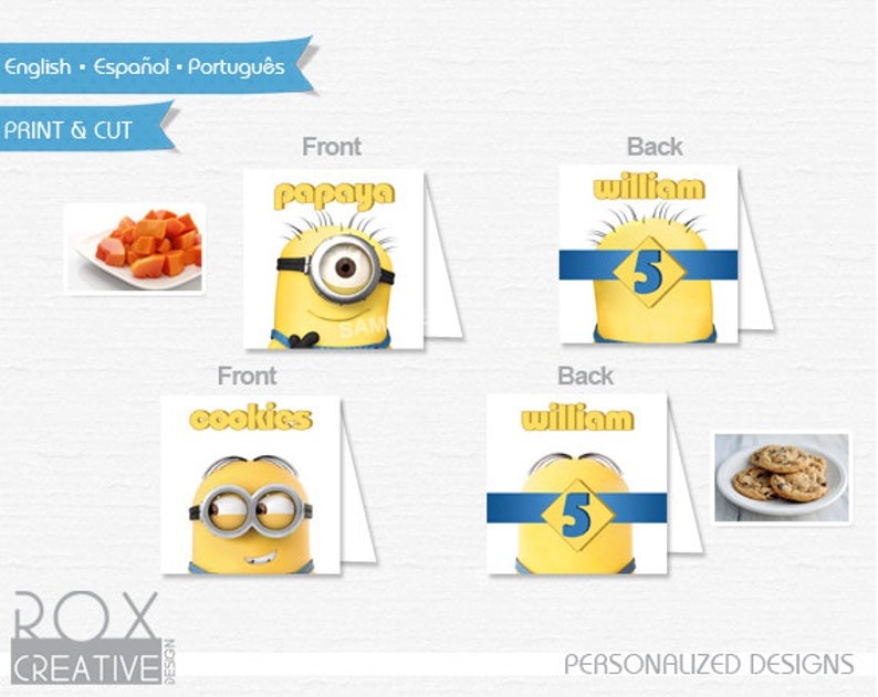 Free printable minion food labels